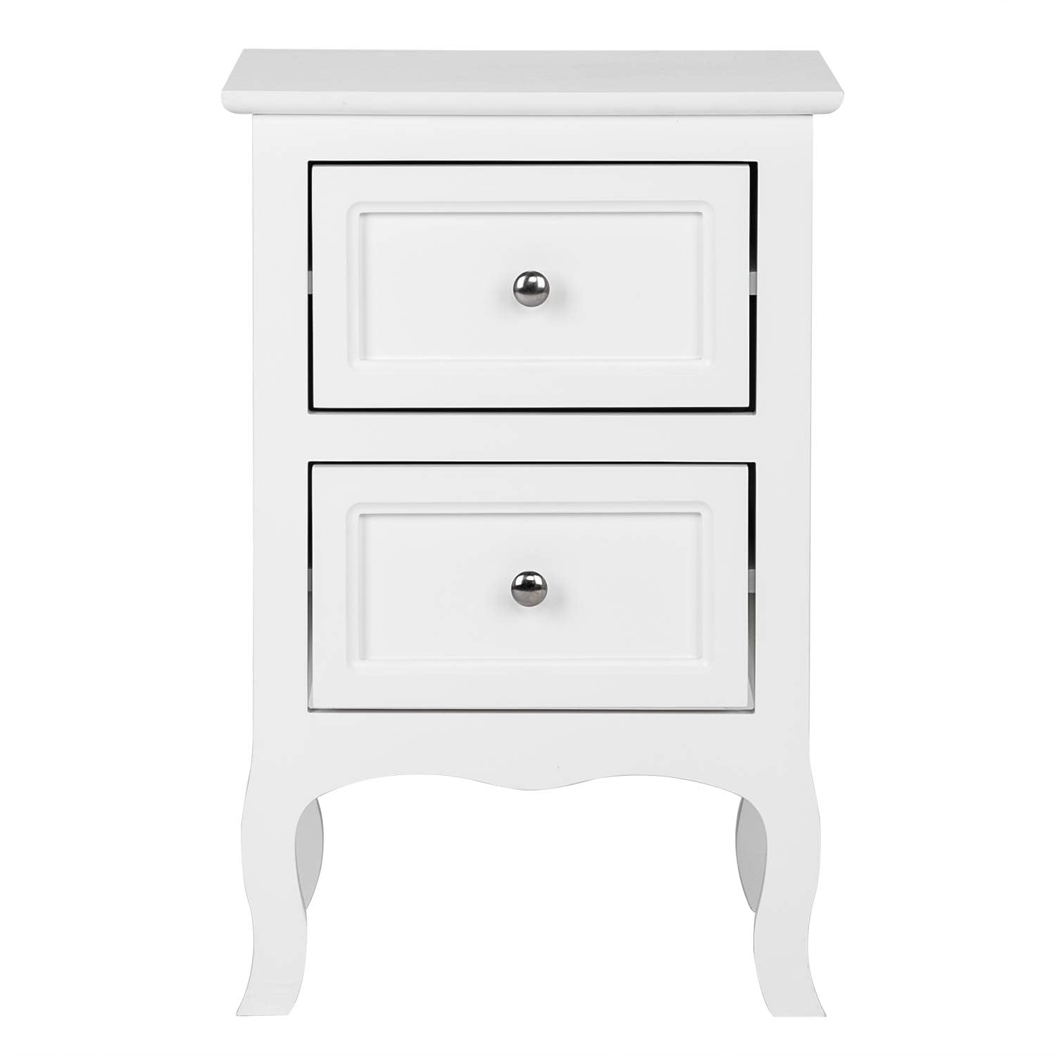 Bonnlo Nachttisch 2er Set, Beistelltisch Weiss, Nachtschrank mit 2 Schubladen, Nachtkommode Boxspringbetten, Kommode Schlafzimmer, 40 x 30 x 60 cm