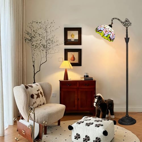 Image of Tiffany Floor Lamp Handcrafted Stained Glass Lamp Calla Lily Adjustable Warm Light Upright Reading Tiffany Style Floor Lamp Suitable For Bedrooms Living Rooms Studies Dining Rooms Retro Home Decoratio