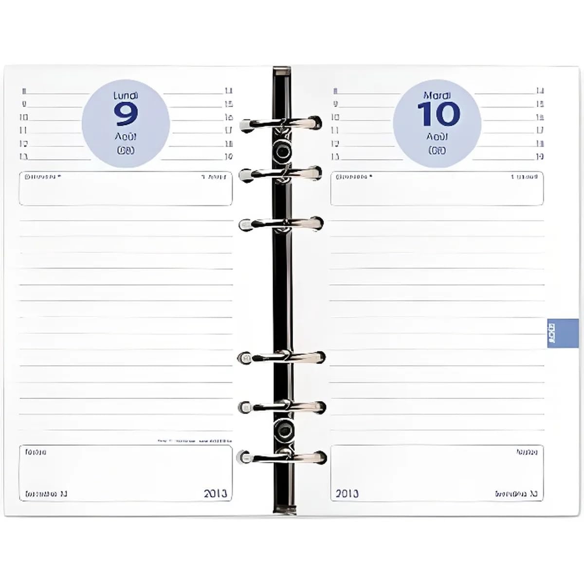 QUO VADIS - 1 Recharge Perforée pour Organiseur TIMER 17 - Dimension : 10 cm x 17 cm - Grille 1 jour par page - Août 2026 à Juillet 2027
