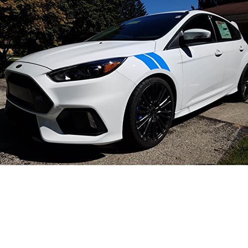 Image of x xotic tech 4X Blue 21.22 inch x 3.54 inch Wrinkle-Free Hood Hash Mark Front Fender Racing Rally Double Stripes Sticker Vinyl