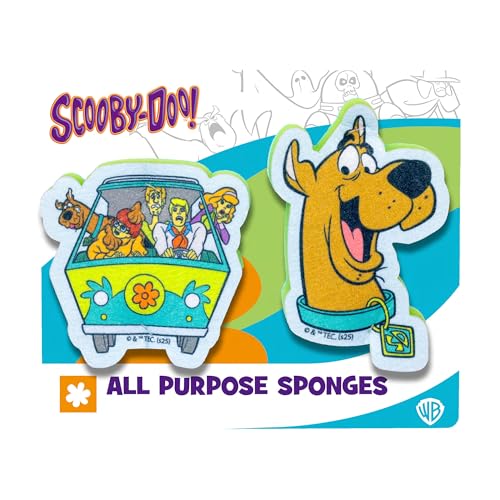 Spoontiques Scooby Doo Ensemble éponges premium 2 pièces, nettoyage polyvalent côtés doubles