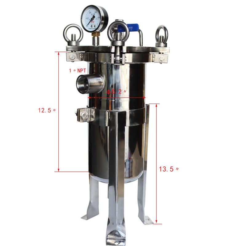 INTSUPERMAI 3# Bag Filter 304 Stainless Steel 1 inch NPT Filter Housings Bag Filter Water Sewage Oil Beverage Chemistry Filter 110V 120PSI with Filter Bag
