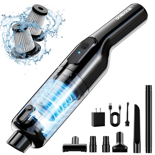 dormzie Handheld Vacuum Cordless, Car Vacuum with 19000Pa Powerful Suction,1.3 lbs Lightweight, Type-C Charge, Multiple Accessories for Car Home Office Pet