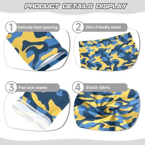 Blue and Yellow Stripes Pattern Girls Leggings Soft Comfortable Athletic Leggings Dancing Pants for 4-10 Years3