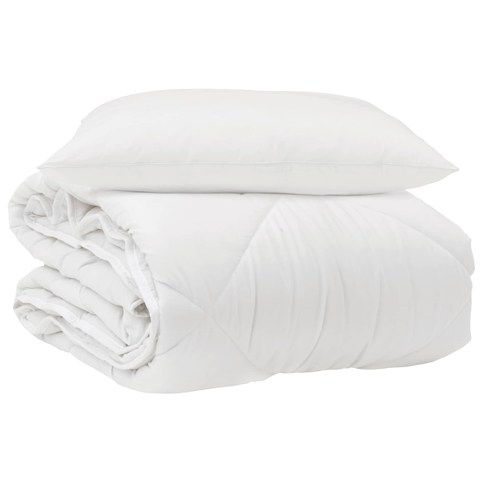Zestaw Duvet z poduszką, 2 sztuki, biała mikrofibra, 200 x 155 cm