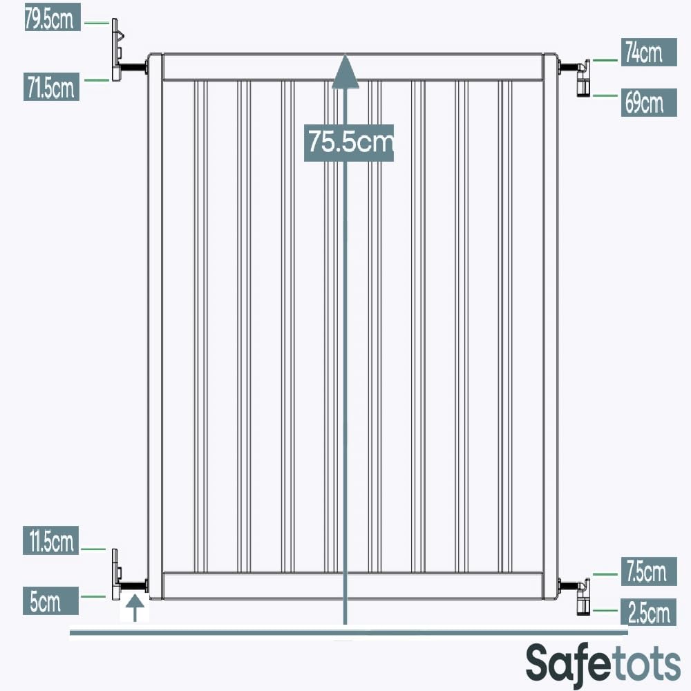 Safetots Simply Secure Barrera de Madera, 72 cm - 79 cm, Blanco, Barrera para escaleras de Madera, Barrera para bebés atornillado, Barrera de Seguridad Elegante y práctica