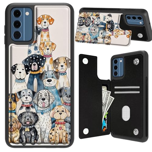 CAPAUNVDA Wallet Case for Nokia C300 4G with Card Slots Holder, Soft PU Leather Back Flip Shockproof Cover for Man Women，Cartoon Dog