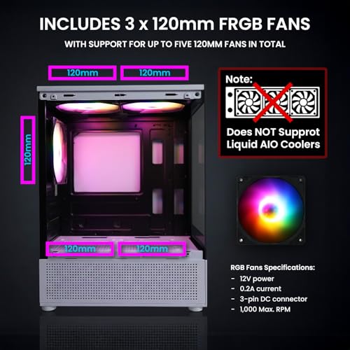 Image of Zalman CUBIX-G Micro-ATX MATX Compact Mini Tower Gaming PC Case, BW (Panda) | Includes 3x 120mm FRGB Fans, Panoramic View Tempered Glass Panels, USB Type-C, Up to 280mm GPU Support