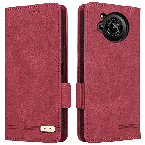 AQUOS R7 ケース 手帳型 適用 AQUOSr7 SoftBank SH-52C docomo 全対応 シャープ アクオス R7 カバー SH52C ケース 手帳型 アクオスR7 スマホケース 携帯カバー AQUOSr7ケース 滑り止め 合成レザー スタンド カバー カード 収納 カード入れ ストラップ カードケース スマホケース 金具 ストライプ 磁石内蔵 マグネット 留め具 ケース 携帯ケース つや消し レトロ レッド