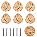 6 Stück Rattan Möbelknöpfe, Holz Möbelknöpfe, Kommodenknöpfe Boho, Rattan Knauf für Kommode, Handgefertigt, Böhmische Deko, Ideal für Schrank, Schubladen, Wohnzimmer, Küche