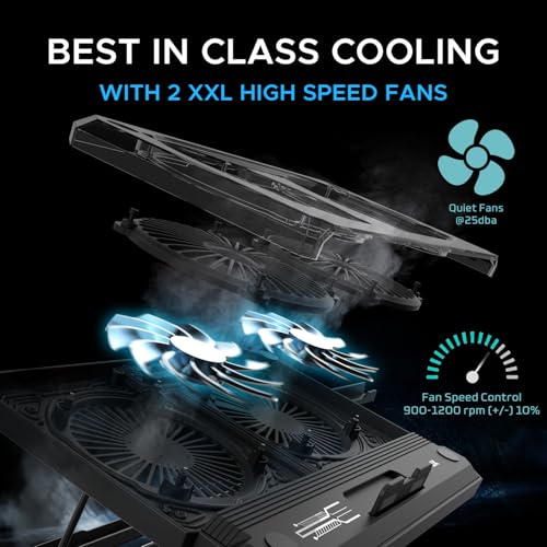 EvoFox Blizzard RGB Cooling Pad for Gaming Laptop with Transparent Upper Surface, 2 Large Fans, 8 Adjustable Angles, Edge RGB Lighting, Additional... - Image 2