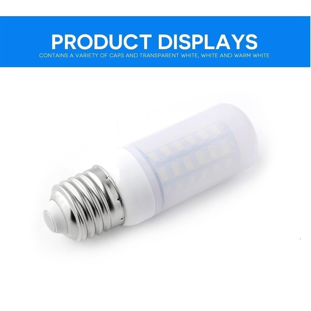 HHF Illuminazione domestica, Confezione da 50, Lampadina LED a Mais AC220V 5730SMD E27/E14/B22/GU10/G9 Lampada da Casa con Copertura Bianco Latte(E14 Cold White,3W 24LED)