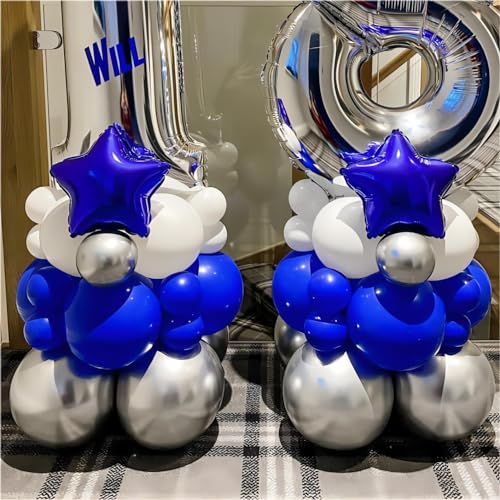 Image of 150pcs Royal Blue Balloons Different Sizes Pack, 18 12 10 5 Inch Party Balloon Garland Arch Kit Birthday Baby Shower Graduation Baseball Nautical Party Decorations(With 2 Ribbons)