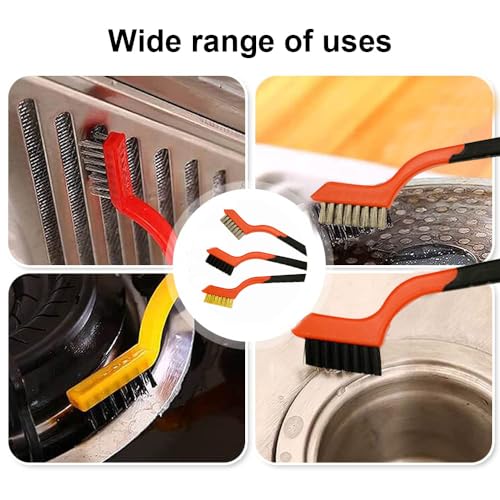 Image of Wire Brush, Copper Wire Knife Brush, Stainless Steel Wire Brush, Cleaning and Rust Removal Brush, Nylon Wire Brush, mini Iron Brush, 3Pcs
