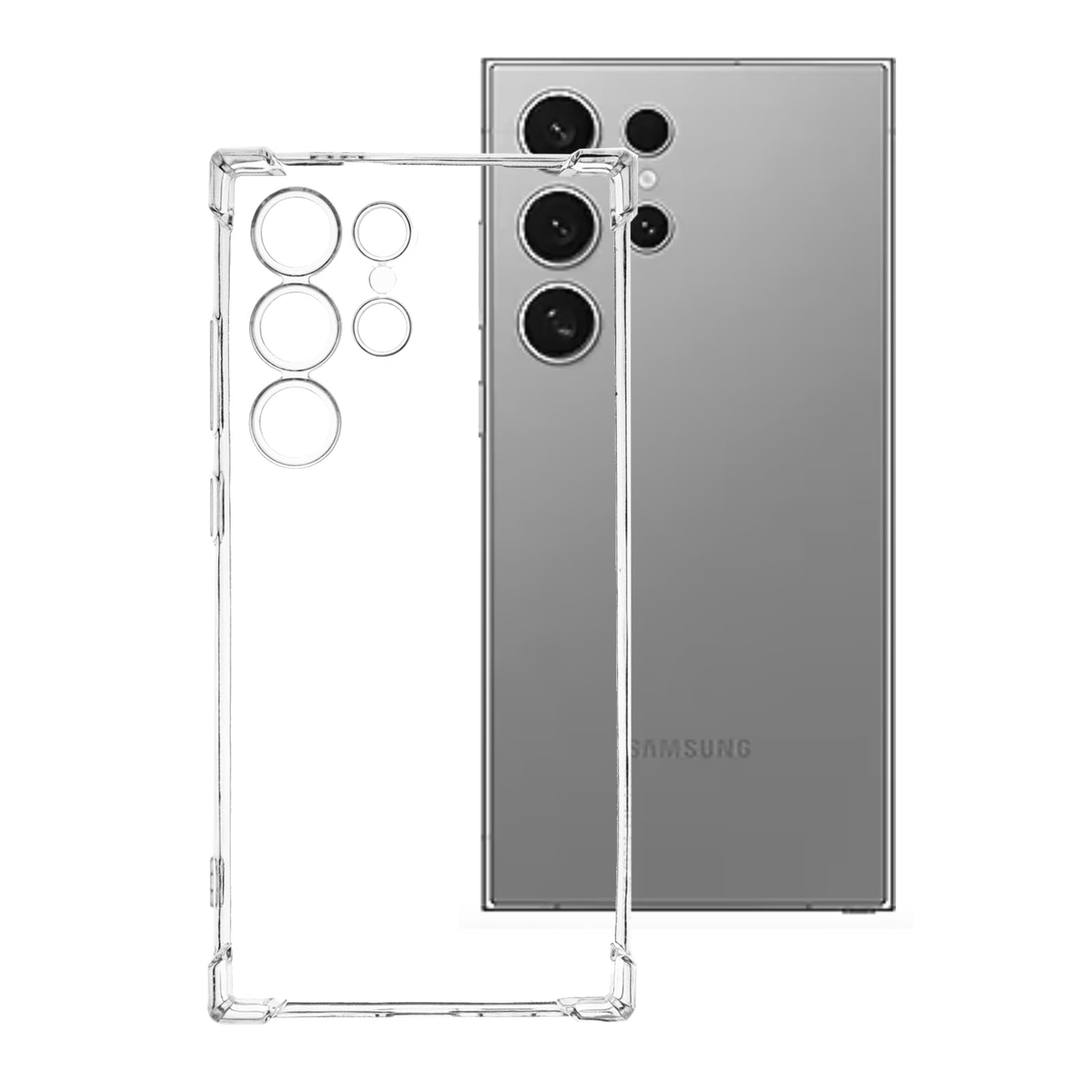 for Samsung Galaxy S24 Ultra Phone Case, Clear Transparents Silicone TPU Rubber Back Cover Case