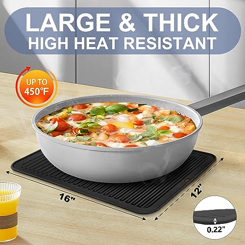 Image of Walfos Large Silicone Trivet 16x12 Inch, Trivets for Hot Pots and Pans, Heat Resistant Pot Holders Hot Pads for Kitchen Quartz Countertops, Hot Dishes