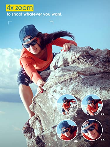Caméra Sport 4K/50FPS 20MP, HD Écran Tactile, WiFi 40M Caméra étanche avec Télécommande, 4 x Zoom, mouvement lent, télécommande, EIS, 2 Batteries et Accessoires - Image 8