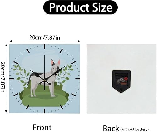 Miniatura 2 de Bull Terrier Dog Green Plants Clock Wall Wall Clocks Clock for Decorative Kitchen Clocks Reloj De Pared para Sala Battery Operated Garage for