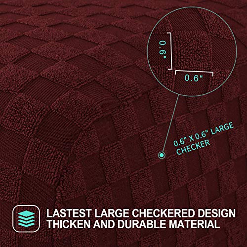 Yemyhom 6 Pieces Stretch Loveseat Recliner Slipcover Jacquard Recliner Sofa Cover With Side Pocket Fitted Recliner Cover Couch Furniture Protector With Elastic Bottom (Loveseat Recliner, Wine Red) #TOP2