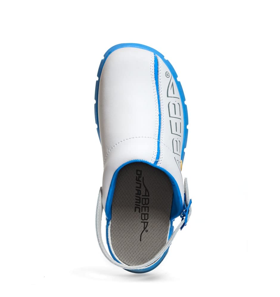 ABEBA 37312 ESD Arbeitsschuhe Dynamic Clogs weiß blau mit ESD-Kennzeichnung in Größe 42, 37312-42