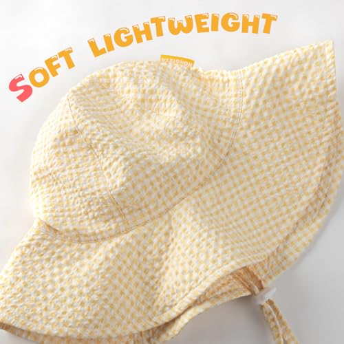 Image of HONGTEYA Baby Sun Hat Toddler Girl Beach Hat Sun Protection Adjustable Outdoor Summer Wide Brim Bucket Hat for Infant Kids