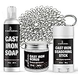 Culina Cast Iron Seasoning Stick & Soap & Restoring Scrub & Stainless Scrubber | All Natural...