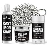 Culina Cast Iron Seasoning Stick & Soap & Restoring Scrub & Stainless Scrubber | All Natural...