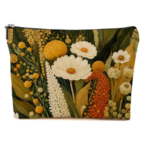 Boho Floral Makeup Bag Gifts for Women Abstract Travel Accessory Pouch