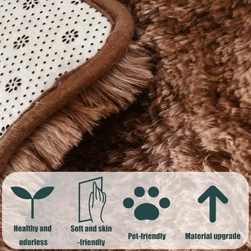 Tapis de salon marron qui ne perd pas ses poils grand format épais - 5