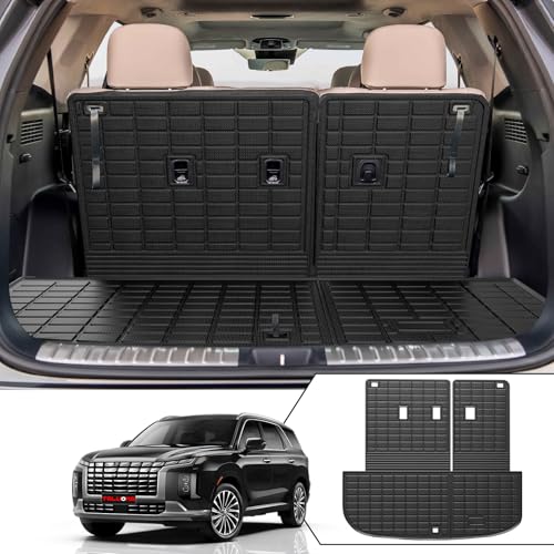 Cargo Liner Mat for 2020-2024 Hy-undai Palisade 3rd Row Backrest and Trunk TPE Material, Scratch-Resistant, Custom Fit, Easy to Install and Clean