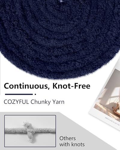 Image of Cozyful Chunky Yarn for Hand Knitting, #9 Thick Jumbo Big Chunky Yarn for Crocheting, Super Chunky Knit Blanket Yarns, Large Chunky Chenille Yarns, 8 Pack (30 yds 8 oz Each Skein), Navy Blue