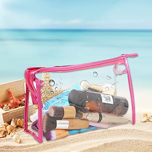 12 Pcs Portable Transparent Cosmetic Bags, Clear Waterproof Makeup Bags with Handle, PVC Travel Toiletry Bags Pouches, Clear Pencil Cases, Stationary Organizers(Black)3