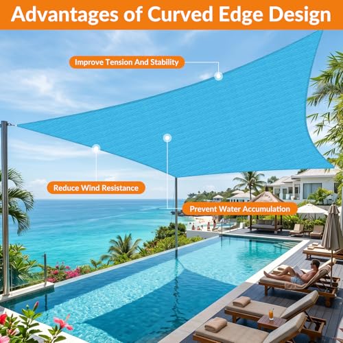 Image of KANAGAWA 25'X32' Turquoise Mix Custom Size Sun Shade Sail Square UV Block Canopy Cover for Patio Backyard Lawn Garden Outdoor (Customized Available)