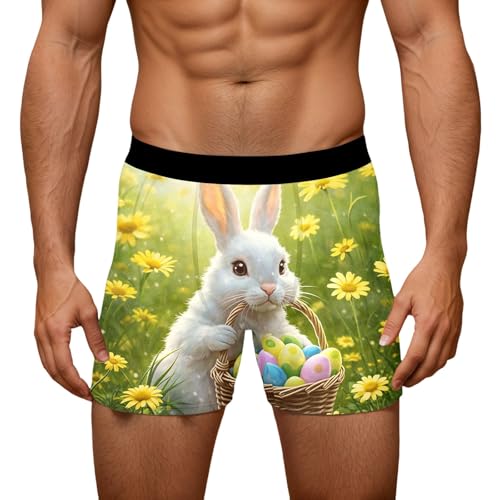 Generisch Calzoncillos tipo bóxer con estampado de Pascua, suaves y transpirables, con cintura elástica cómoda para el día a día, días festivos, verde, L