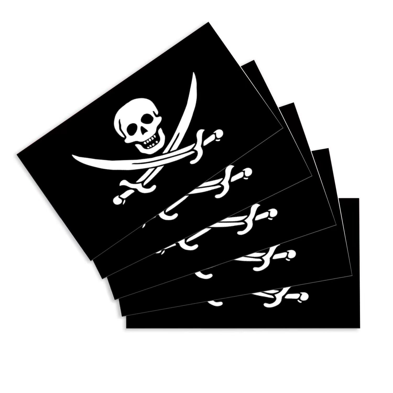 CANTENDO 5Pcs Pirate Jack Rackham Flag Decal - Pirate Jack Rackham Flags Reflective Vinyl Car Stickers - for Car Window Bumper Waterproof Sticker (2.5 x 4.5 Inch)
