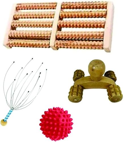 Kit Massageador Manual top Rio Pés Roller Carrinho Esfera Fisioterapia Hastes Capilar