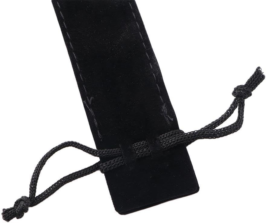 Image of 5 Pcs Black Velvet Pen Pouch, Drawstring Pen Bag Soft Single Pen Sleeve Holder for Student Adult Gifts Office School Business Supplies