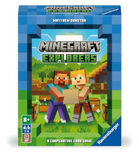 Ravensburger - Minecraft Exploradores, Juego de Mesa, Juego de Cartas cooperativo, 2-4 Jugadores, Juego para Adultos y Niños a Partir de 8 años, Juegos 8 años, versión español