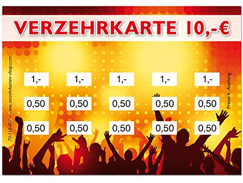 250 Verzehrkarten Motiv: Event DIN A7 Gesamtwert 10 Euro Einzelwerte 0 50 und 1 - Euro praktische Alternative zu Wertmarken für Vereine & Gastronomie einfaches bargeldloses Bezahlen