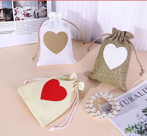 Pack of 10 Jute Gift Bags, Small Fabric Bags, Love Bag Bag, Jute Bags with Drawstring, Advent Calendar Bags - Image 4