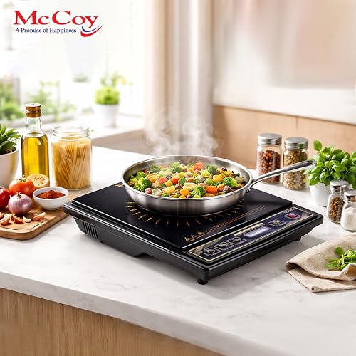 Image of McCoy Rapido Induction Stove, 1400 watt, Auto Cook Function, Smart Controls, 1 year warranty Black