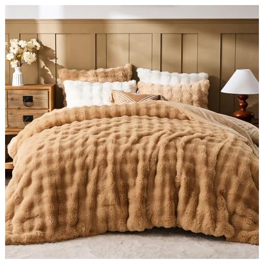 29+ Cozy Brown Bedroom Ideas for a Warm and Inviting Retreat 3 Lotus Karen Faux Fur Queen Comforter Set – Brown Fluffy Comforter Queen Size, Big Bubble Faux Rabbit Fur Bedding Comforter Sets, Winter Warm Cozy Fuzzy Bed Set 3 Pieces, 1 Comforter and 2 Pillowcases