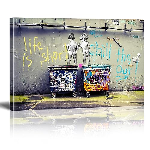 HYFBH Banksy Graffiti Wall Art Posters Life Is Short Chill the Duck Out Paintings Street Art Canvas Print Inspirational Pop Pictures Artwork for Kids Boy Bedroom Decor 16x24inch