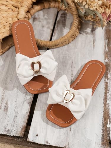Verdusa Girl's Bow Flat Sandals Cute Slides Square Open Toe Sandals4