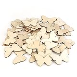 TINKSKY 50 Stück Holzscheiben DIY Holz Deko Holz Scheiben Scheiben unvollendete Schmetterling Holz Ausschnitt