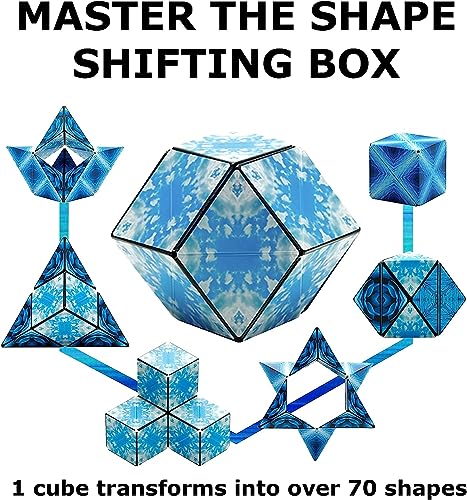 Image of Magic Cube's Shape Shifting Puzzle Box - Magnetic Cubes Puzzle Fun Cubes - Fidget Cubes Mind-Challenging Fun Game Magnetic Cube Transforms Into Over 70+ Shapes for Kids, Teens, and Adults (Medium)