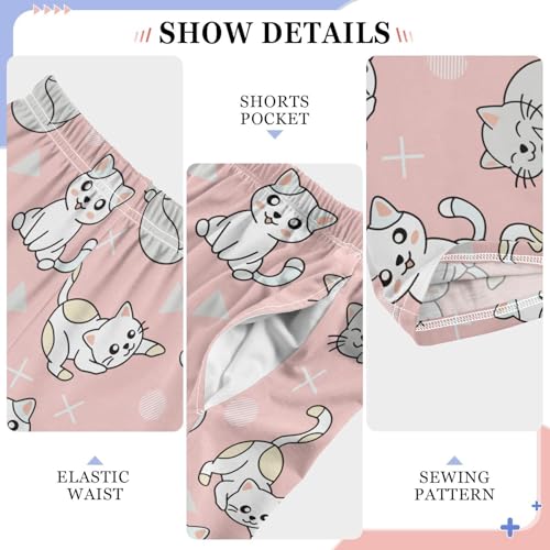 Cute Animal Cats Pink Boys Pants for Kids Jogger Pants with Pockets S-XL4