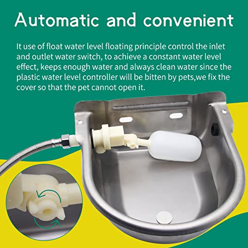 Abustle Pig Automatic Horse Drinking Waterer Bowl,Upgrade Stainless Steel Farm Livestock Water Dispenser With Drain Hole And Float Valve For Horse,Dog thumb #7