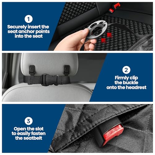 Dayacoco Dog Car Seat Cover, Waterproof, Non-Slip, Scratch-Proof Back Seat Cover, Easy-to-Clean Protector, Universal Fits Cars & SUVs Rear Seats (135 cm×123 cm), Black - Image 5