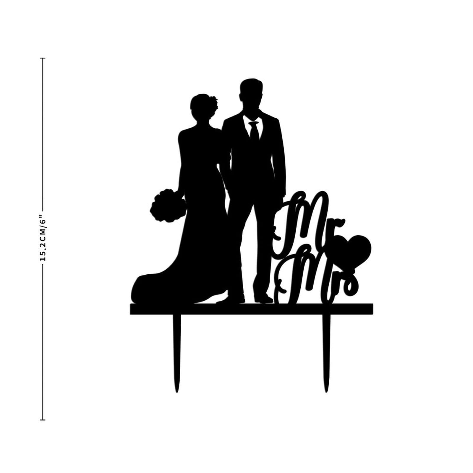 Shimeyao Minimalist Black Wire Wedding Cake Topper - 6.7x3.5", Vintage Style For Engagement, Bridal Shower - View #8